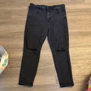 American Eagle Outfitters Black Ripped Jeggings